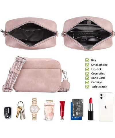 Small Crossbody Bag with Wide Guitar Strap Camera Purse Shoulder Handbag Satchel Pink $13.74 Satchels