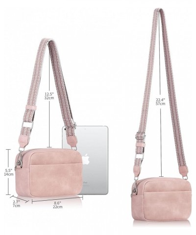 Small Crossbody Bag with Wide Guitar Strap Camera Purse Shoulder Handbag Satchel Pink $13.74 Satchels