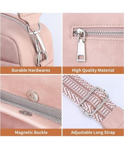 Small Crossbody Bag with Wide Guitar Strap Camera Purse Shoulder Handbag Satchel Pink $13.74 Satchels