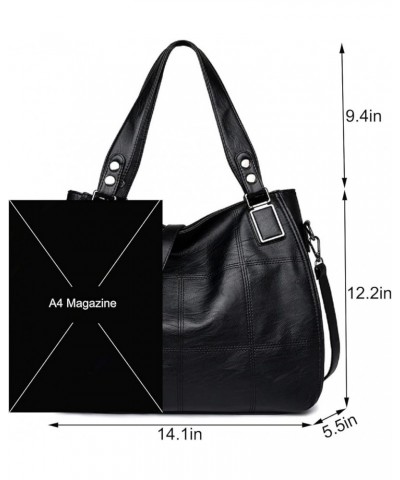 Women's Leather Handbag Fashion Shoulder Bag Multi-pocket Satchel Tote Purse Hobo Bag with Pendant Grey Black $22.70 Totes