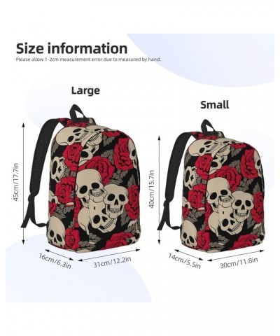 Black Skull With Roses Print Unisex Canvas Bag Canvas Shoulder Pouch Pack Lightweight Backpack For Woman Lady Black Small $21...