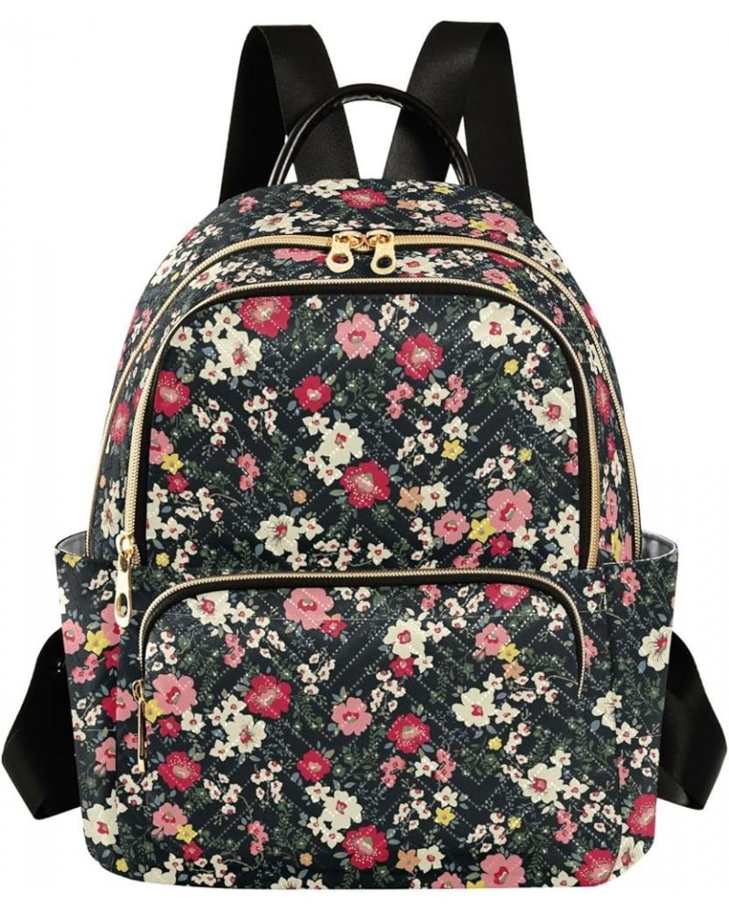 Mini Backpack for Women, Seamless Cute White Flower Travel Backpack Purse for Ladies, Small Bookbag Daypack Shoulder Bag S Mu...