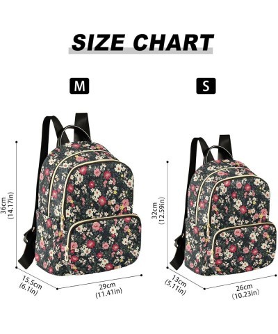 Mini Backpack for Women, Seamless Cute White Flower Travel Backpack Purse for Ladies, Small Bookbag Daypack Shoulder Bag S Mu...