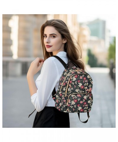 Mini Backpack for Women, Seamless Cute White Flower Travel Backpack Purse for Ladies, Small Bookbag Daypack Shoulder Bag S Mu...