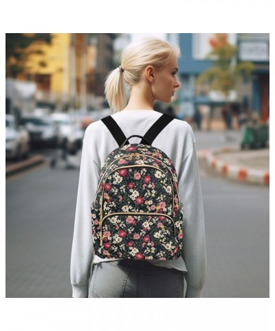 Mini Backpack for Women, Seamless Cute White Flower Travel Backpack Purse for Ladies, Small Bookbag Daypack Shoulder Bag S Mu...