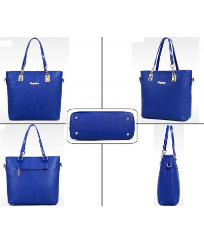 6-Pcs Handbags Sets Women Purses PU Leather Texture Pattern Tote Bags Satchel Crossbody Shoulder Bag Wristlets Wallet Blue $3...