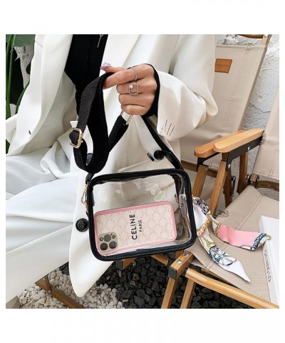 Clear Crossbody Bag, Zipper Closure Crossbody Messenger Shoulder Bag with Adjustable Strap (Purple) Black $10.19 Crossbody Bags