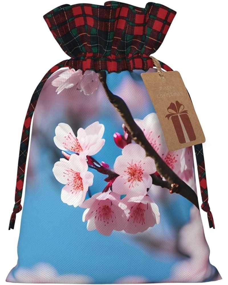 Retro Flower Christmas Gift Bag - Stylish Eco-Friendly Polyester Bag For Your Festive Presents Pink Cherry Blossoms Small $9....