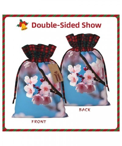 Retro Flower Christmas Gift Bag - Stylish Eco-Friendly Polyester Bag For Your Festive Presents Pink Cherry Blossoms Small $9....