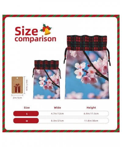 Retro Flower Christmas Gift Bag - Stylish Eco-Friendly Polyester Bag For Your Festive Presents Pink Cherry Blossoms Small $9....