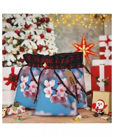 Retro Flower Christmas Gift Bag - Stylish Eco-Friendly Polyester Bag For Your Festive Presents Pink Cherry Blossoms Small $9....