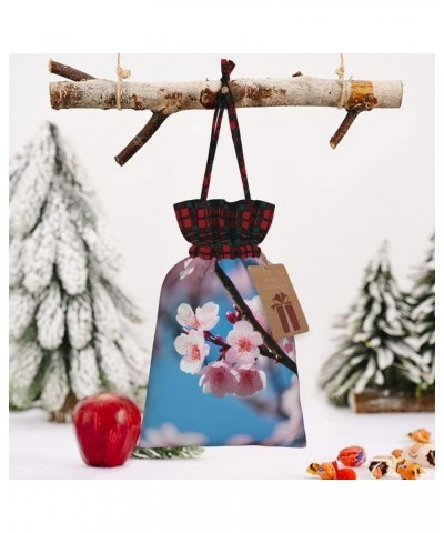 Retro Flower Christmas Gift Bag - Stylish Eco-Friendly Polyester Bag For Your Festive Presents Pink Cherry Blossoms Small $9....