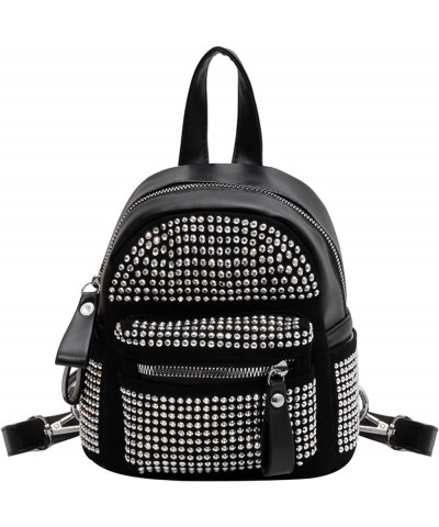 Mini Rhinestone Black Backpack Purse Chic Crystal Purse for Women, Rainbow Rhinestone Silver Rhinestone $13.11 Backpacks