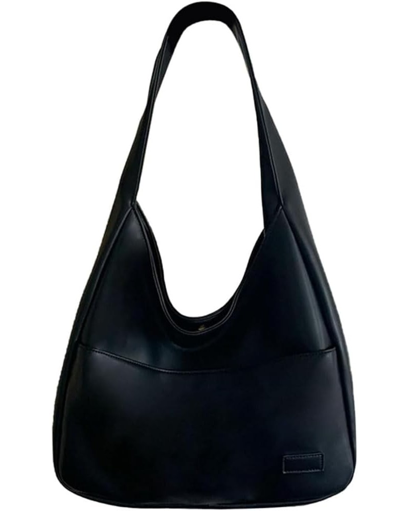 Women's Vegan Leather Tote Bag Hobo Shoulder Bag Retro Handbag Purses Work Travel Tote Bag Purse (Black,One Size) Black $19.1...