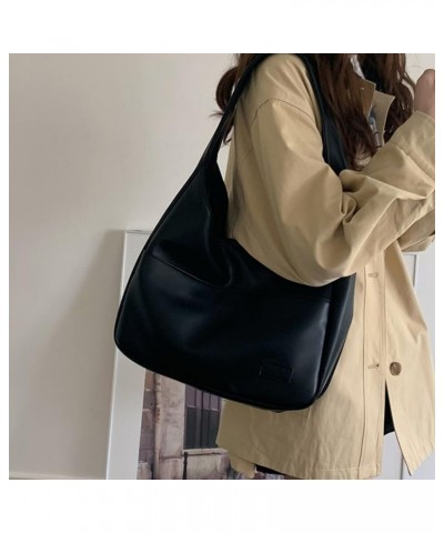 Women's Vegan Leather Tote Bag Hobo Shoulder Bag Retro Handbag Purses Work Travel Tote Bag Purse (Black,One Size) Black $19.1...