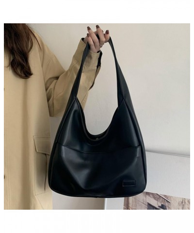 Women's Vegan Leather Tote Bag Hobo Shoulder Bag Retro Handbag Purses Work Travel Tote Bag Purse (Black,One Size) Black $19.1...