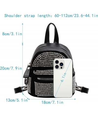 Mini Rhinestone Black Backpack Purse Chic Crystal Purse for Women, Rainbow Rhinestone Silver Rhinestone $13.11 Backpacks