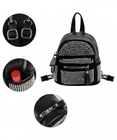 Mini Rhinestone Black Backpack Purse Chic Crystal Purse for Women, Rainbow Rhinestone Silver Rhinestone $13.11 Backpacks