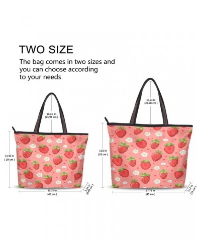 Womens Tote Bag, Cute Strawberry Flower Ladies Zip Shoulder Handbags $12.71 Shoulder Bags