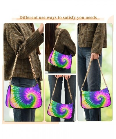 Green Purple Tie Dye Women's Handbags Tote Crossbody Bag Purse Ladies Shoulder Bag Hobo Handbag $16.79 Totes