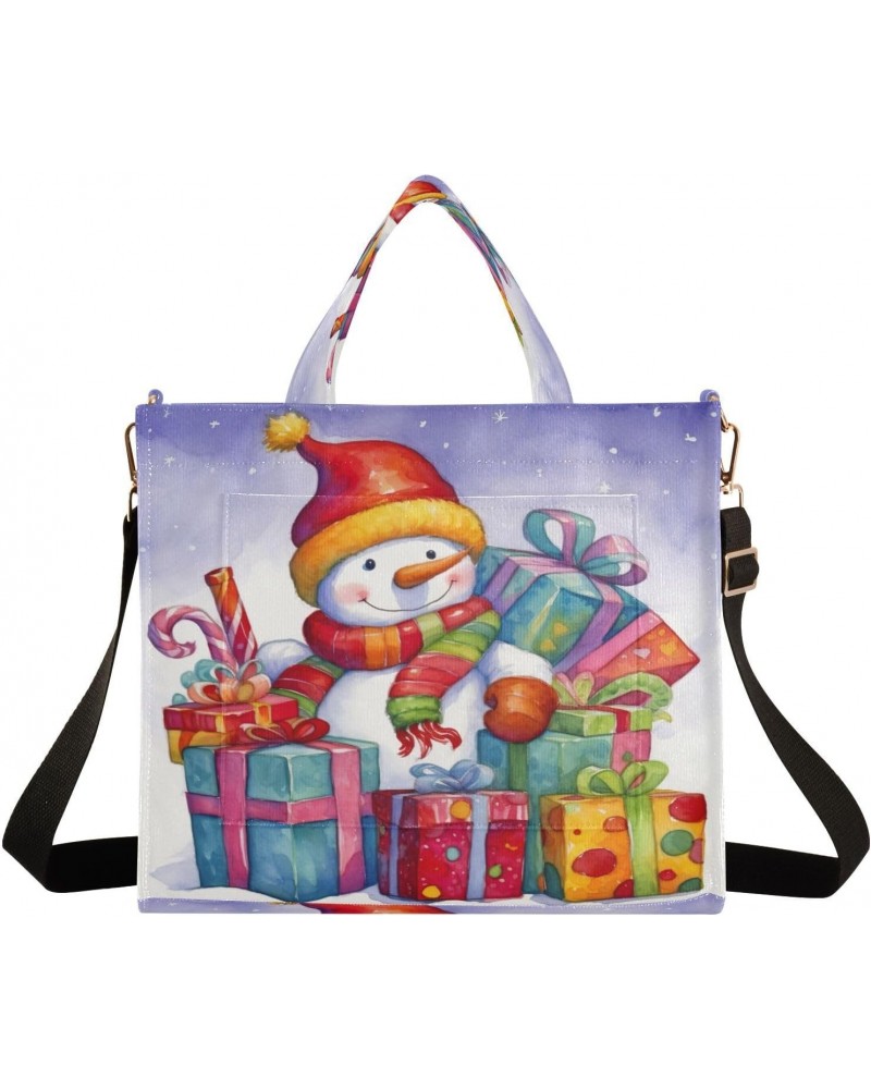 Christmas Snowman Crossbody Bag Women Corduroy Tote Bags Casual Shoulder Handbag Hobo Messenger Bag, S $9.63 Totes