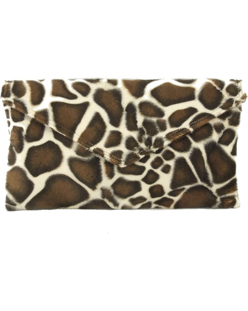 Womens Neat Envelope Animal Print Faux Fur Clutch Bag/Shoulder Bag Giraffe $22.94 Clutches