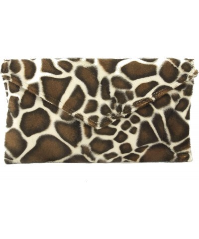 Womens Neat Envelope Animal Print Faux Fur Clutch Bag/Shoulder Bag Giraffe $22.94 Clutches