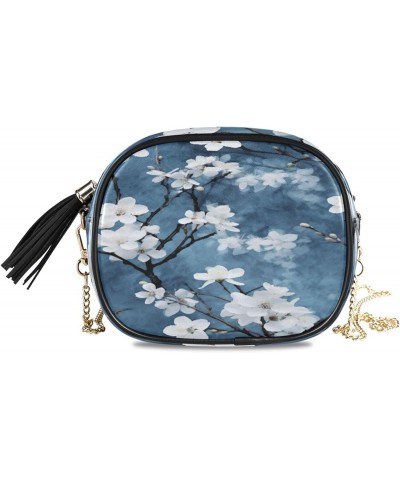 Crossbody Purse Small Crossbody Bags Shoulder Handbags White Flower Branches for Women $13.24 Shoulder Bags