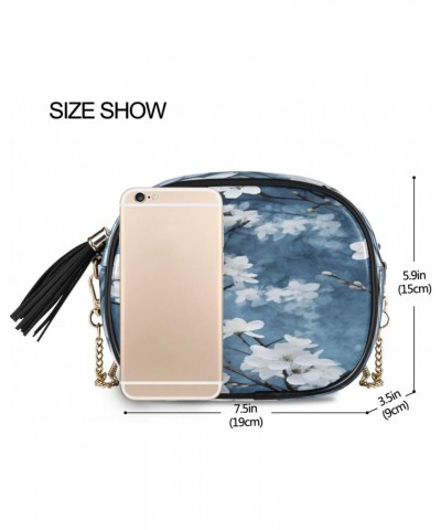 Crossbody Purse Small Crossbody Bags Shoulder Handbags White Flower Branches for Women $13.24 Shoulder Bags