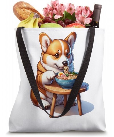 Corgi Dog Slurping Ramen Noodles Cute Foodie Animal Lover Tote Bag $11.04 Totes