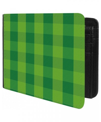 Unique Desige Pattern - Green Checkered tartan plaid pattern, Slim Front Pocket Wallet Billfold RFID Blocking $10.00 Wallets