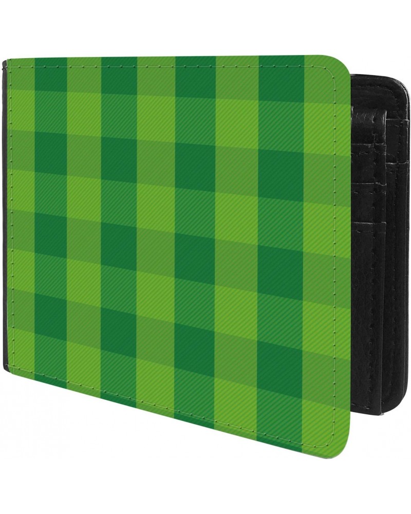 Unique Desige Pattern - Green Checkered tartan plaid pattern, Slim Front Pocket Wallet Billfold RFID Blocking $10.00 Wallets