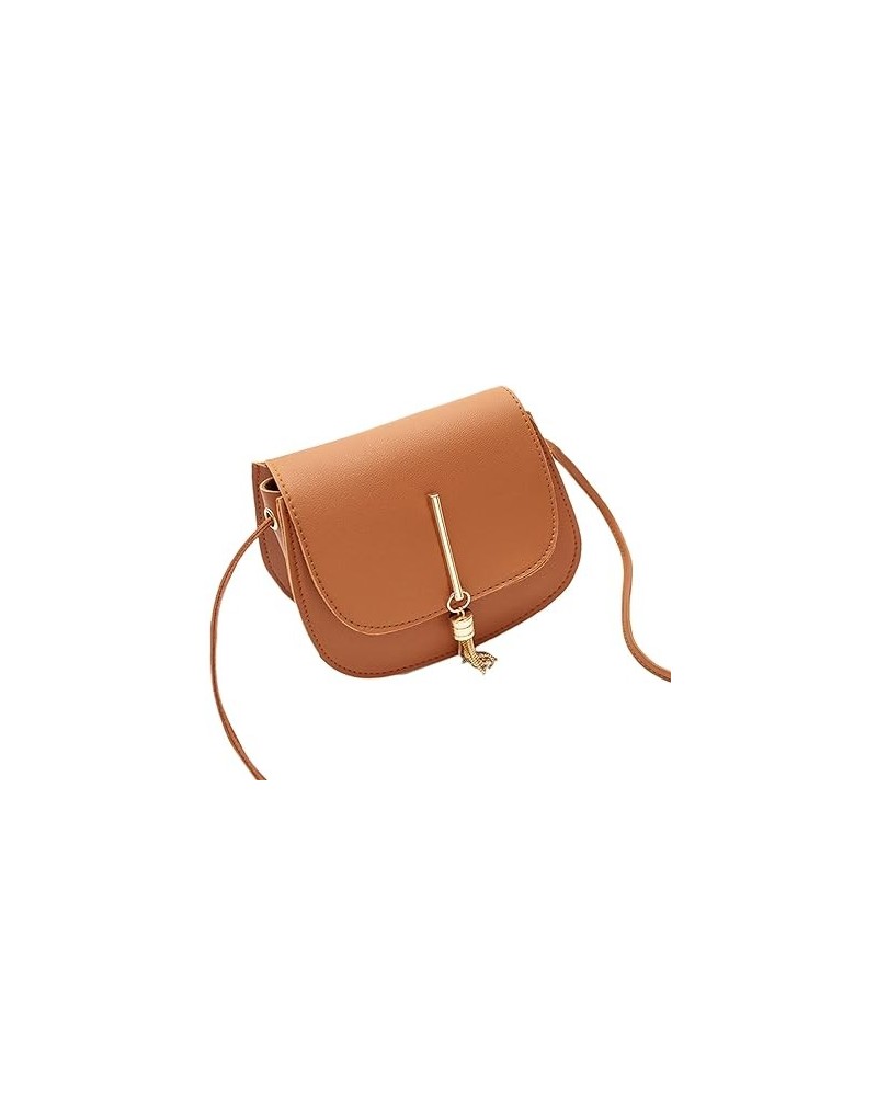 Women's Vintage Leather Shoulder Crossbody Bag Tassel Small Round Bag Female Clutch Handbag Purses(Black) Brown $7.26 Crossbo...