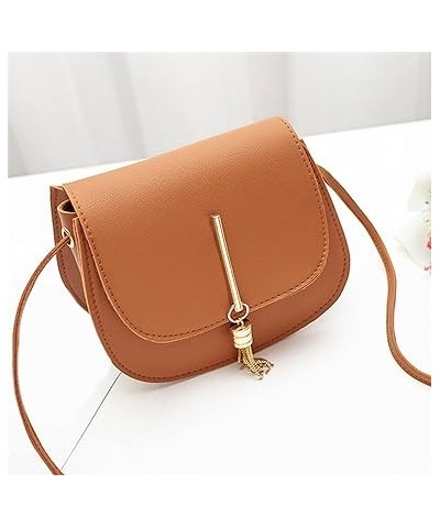 Women's Vintage Leather Shoulder Crossbody Bag Tassel Small Round Bag Female Clutch Handbag Purses(Black) Brown $7.26 Crossbo...