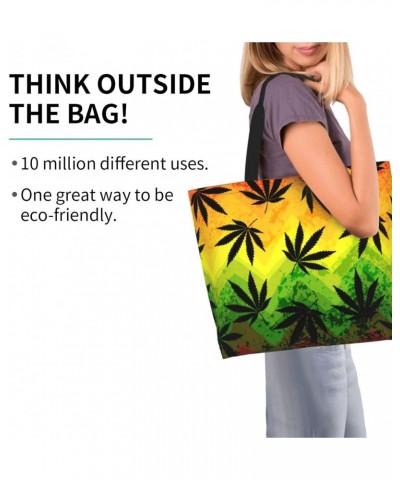 Marijuana Leaf Rasta Colors Tote Storage Bag Women'S Large Beach Bag With Inner Pocket Shopping Shoulder Bag $11.33 Totes