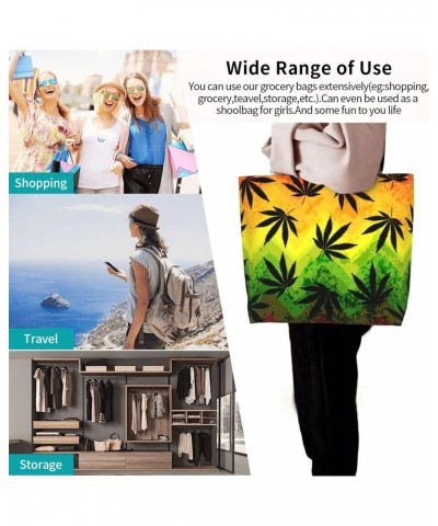 Marijuana Leaf Rasta Colors Tote Storage Bag Women'S Large Beach Bag With Inner Pocket Shopping Shoulder Bag $11.33 Totes