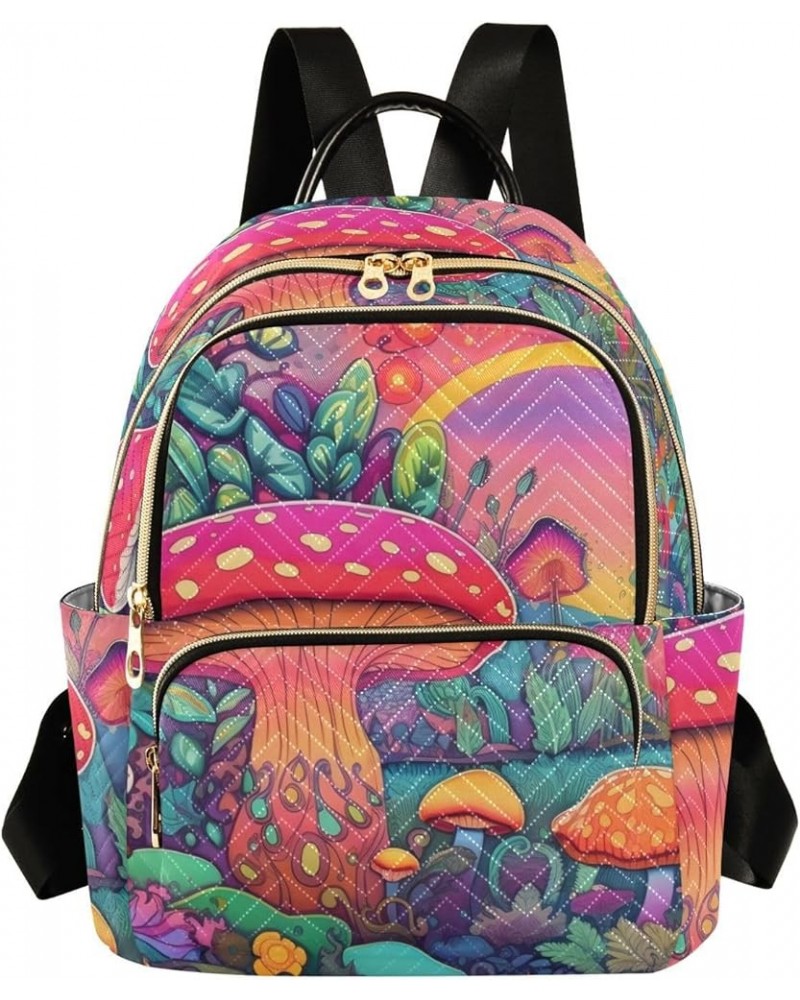 Women's Small Fashion Backpack Fantasy Vivid Mushroom Print Ladies Travel Daypack Aesthetic Shoulder Bag 11.4×6.1×14.1 IN $16...