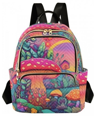 Women's Small Fashion Backpack Fantasy Vivid Mushroom Print Ladies Travel Daypack Aesthetic Shoulder Bag 11.4×6.1×14.1 IN $16...