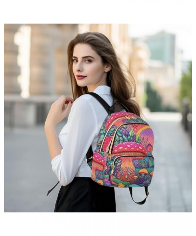 Women's Small Fashion Backpack Fantasy Vivid Mushroom Print Ladies Travel Daypack Aesthetic Shoulder Bag 11.4×6.1×14.1 IN $16...