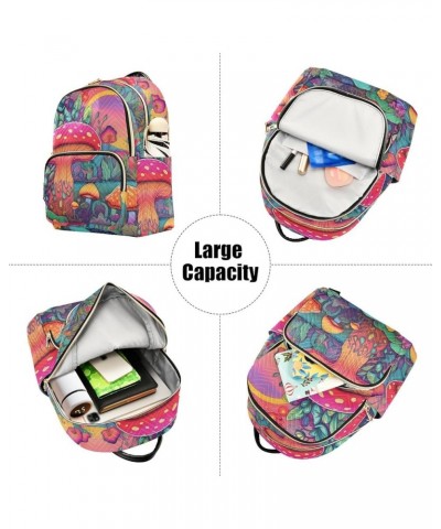 Women's Small Fashion Backpack Fantasy Vivid Mushroom Print Ladies Travel Daypack Aesthetic Shoulder Bag 11.4×6.1×14.1 IN $16...