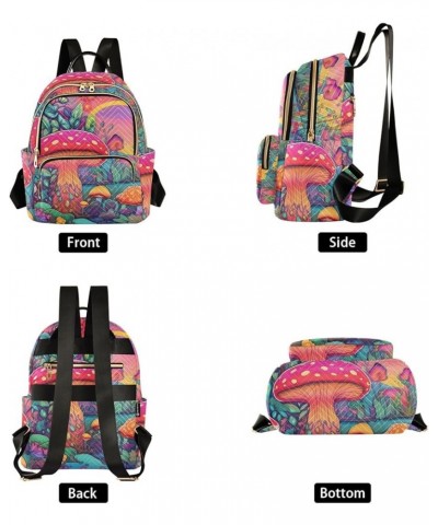 Women's Small Fashion Backpack Fantasy Vivid Mushroom Print Ladies Travel Daypack Aesthetic Shoulder Bag 11.4×6.1×14.1 IN $16...