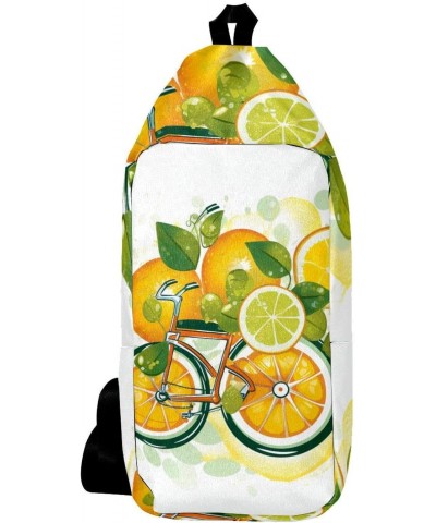 Crossbody Bags for Women,Crossbody Bag Men,Small Sling Bag,Bike Wheels Lemon and Orange,Crossbody Purse $13.57 Crossbody Bags