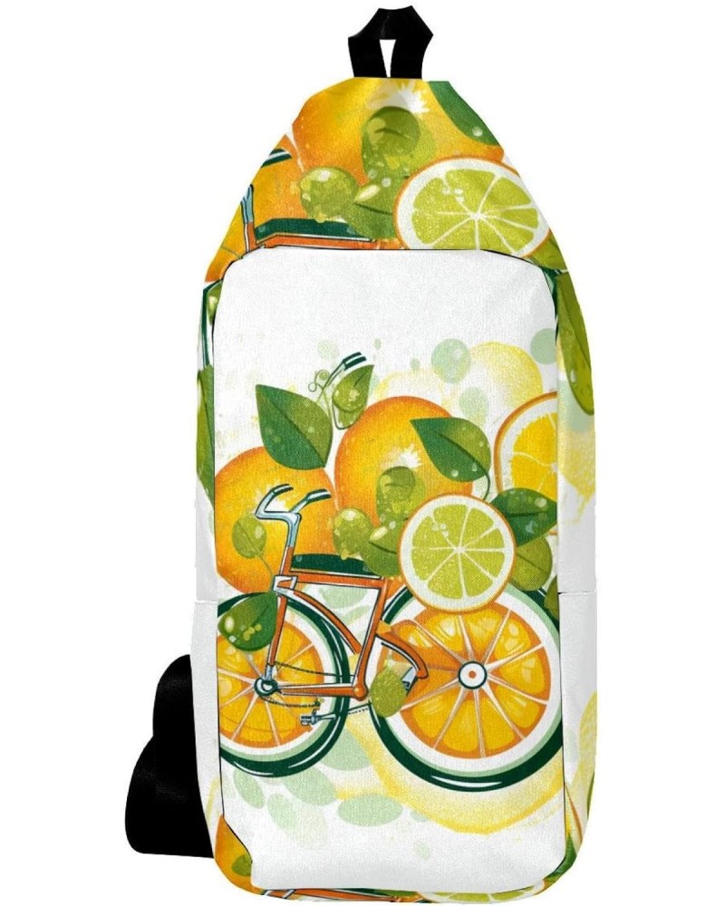 Crossbody Bags for Women,Crossbody Bag Men,Small Sling Bag,Bike Wheels Lemon and Orange,Crossbody Purse $13.57 Crossbody Bags