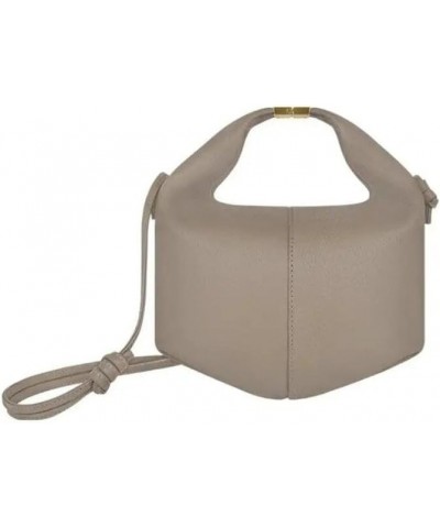 Leather Dumpling-Shaped Tote Bag Warm Gray $42.83 Totes