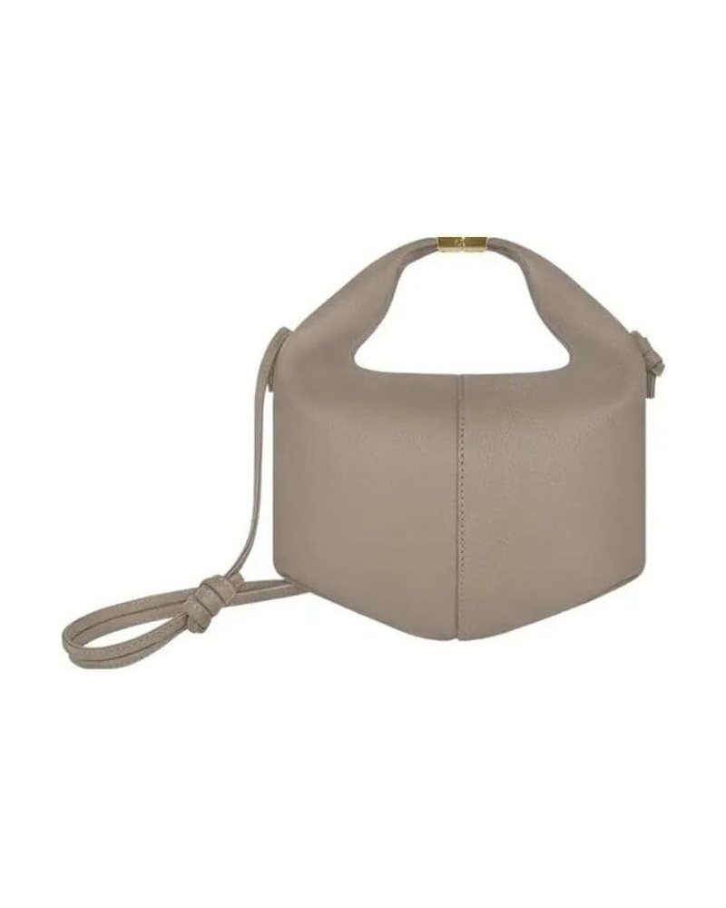 Leather Dumpling-Shaped Tote Bag Warm Gray $42.83 Totes