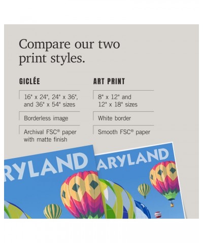 24x36 Inch Giclee Art Print Wall Decor, Maryland, Hot Air Balloons $21.50 Totes