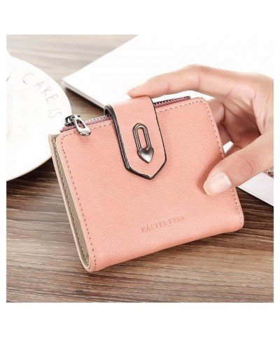 Two-fold Multiple Card Slots Wallet Leather Zipper Coin Purse Credit Card Holder with Heart Snap-Pink (Color : Khaki) Gray $4...