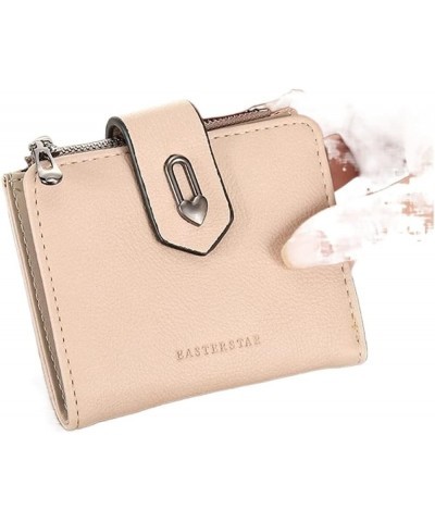 Two-fold Multiple Card Slots Wallet Leather Zipper Coin Purse Credit Card Holder with Heart Snap-Pink (Color : Khaki) Gray $4...