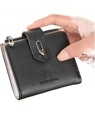 Two-fold Multiple Card Slots Wallet Leather Zipper Coin Purse Credit Card Holder with Heart Snap-Pink (Color : Khaki) Gray $4...