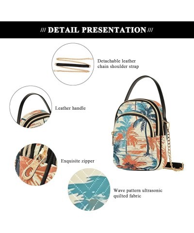 Tropical Plants Palm Green Quilted Designer Satchels Bags Phone Bag with Strap PU Leather over Shoulder Handbag Colorful Hawa...